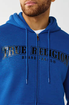 GLOSSY ARCHED LOGO ZIP HOODIE, image 2