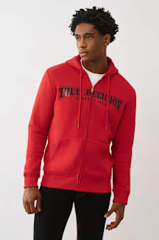 GLOSSY ARCHED LOGO ZIP HOODIE, image 3