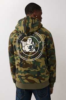 CAMO PRINT SHERPA ZIP HOODIE