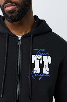 PUFF-PRINT LOGO SCRIPT ZIP HOODIE