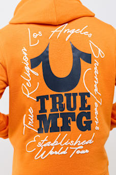 PUFF-PRINT LOGO SCRIPT ZIP HOODIE
