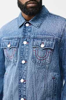 VESTE EN DENIM AVEC LOGO IMPRIM&Eacute;, image 4