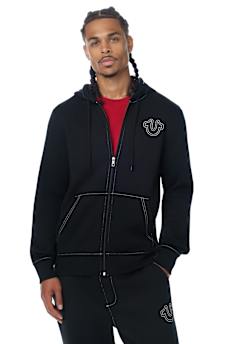 SUDADERA CON CAPUCHA Y CIERRE Y HERRADURA BORDADA CON RELIEVE