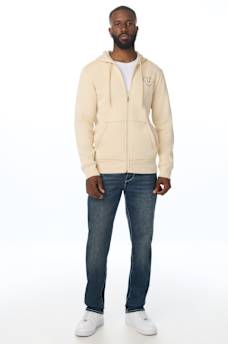 PUFF STITCH HORSESHOE ZIP HOODIE