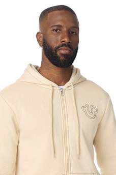 PUFF STITCH HORSESHOE ZIP HOODIE
