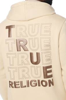 PUFF STITCH HORSESHOE ZIP HOODIE