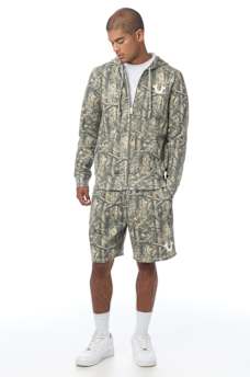 TREE CAMO ARCHED ZIP HOODIE