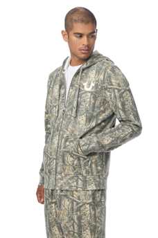 TREE CAMO ARCHED ZIP HOODIE