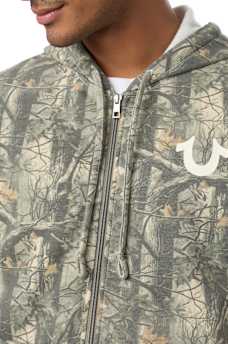 TREE CAMO ARCHED ZIP HOODIE