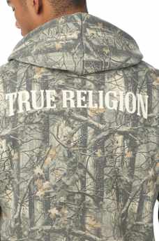 TREE CAMO ARCHED ZIP HOODIE
