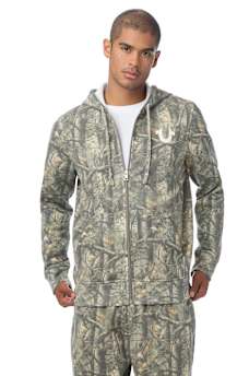 TREE CAMO ARCHED ZIP HOODIE