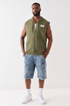 NEWSPAPER MUSCLE ZIP HOODIE