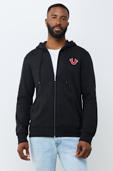 SUDADERA CON CAPUCHA Y CIERRE CON LETRERO DE TRUE