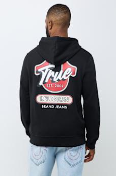 SUDADERA CON CAPUCHA Y CIERRE CON LETRERO DE TRUE
