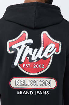 SUDADERA CON CAPUCHA Y CIERRE CON LETRERO DE TRUE