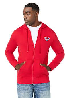 SUDADERA CON CAPUCHA Y CIERRE CON LETRERO DE TRUE