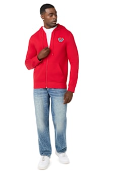 SUDADERA CON CAPUCHA Y CIERRE CON LETRERO DE TRUE