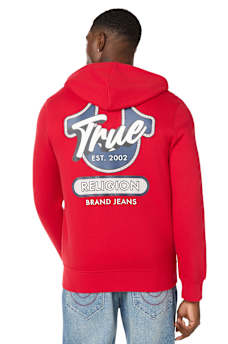 SUDADERA CON CAPUCHA Y CIERRE CON LETRERO DE TRUE