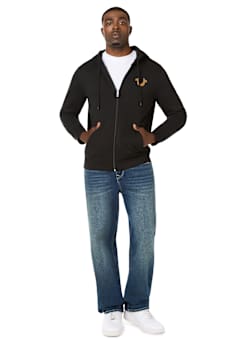 TRUE BRAND ARCHED LOGO ZIP HOODIE