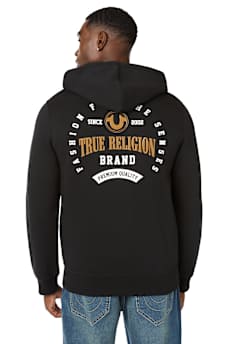 TRUE BRAND ARCHED LOGO ZIP HOODIE