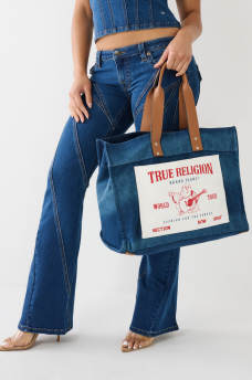 DENIM LOGO TOTE BAG
