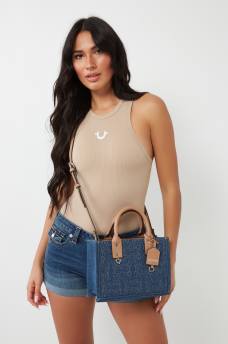 QUILTED DENIM TOTE BAG, image 3