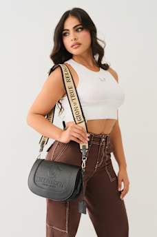 STITCHED HORSESHOE FLAP CROSSBODY BAG, image 2