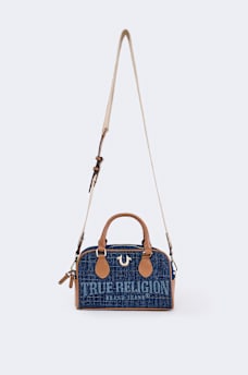 FADED LOGO DENIM SATCHEL
