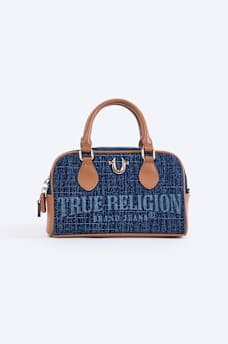 FADED LOGO DENIM SATCHEL