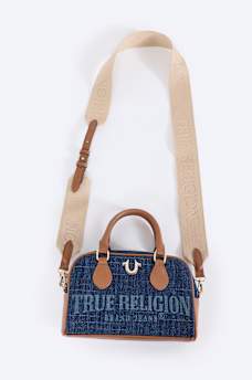 FADED LOGO DENIM SATCHEL