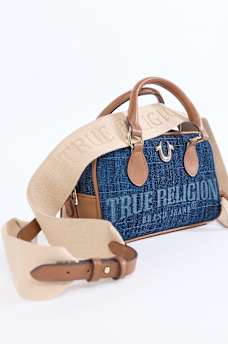 FADED LOGO DENIM SATCHEL