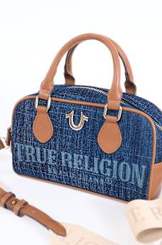 FADED LOGO DENIM SATCHEL