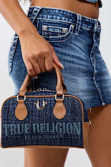 FADED LOGO DENIM SATCHEL