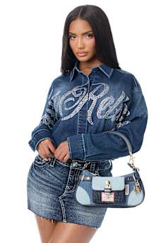 COLORBLOCK DENIM SHOULDER BAG