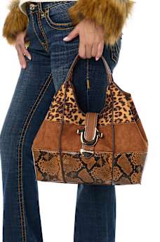 MULTI PRINT HORSESHOE TAB HOBO BAG