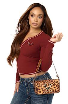 MULTI PRINT HORSESHOE FLAP BAG