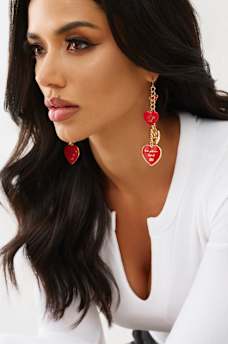 RED HEART HORSESHOE DROP EARRINGS, image 2