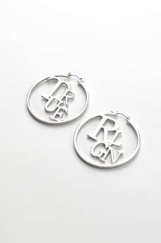 LOGO SCRIPT HOOP EARRINGS, image 3