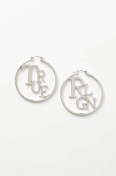 ARETES DE ARGOLLA CON LOGOTIPO DE LETRAS