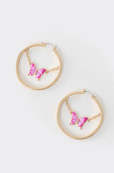 BUTTERFLY CHAIN HOOP EARRING
