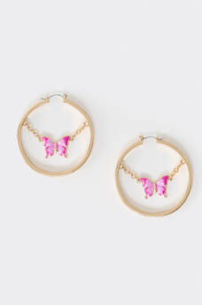 BUTTERFLY CHAIN HOOP EARRING