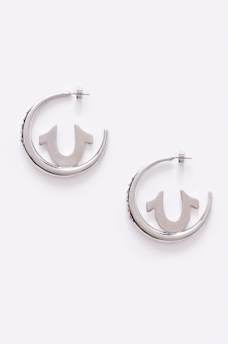 HORSESHOE HALF HOOP EARRING