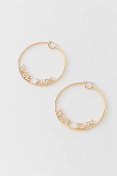 LOGO CRYSTAL HOOP EARRING