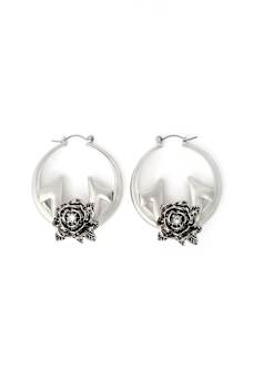 HORSESHOE ROSE HOOP EARRINGS