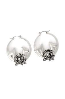 HORSESHOE ROSE HOOP EARRINGS