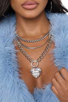 CRYSTAL HEART CHAIN NECKLACE
