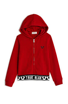 GIRLS LOGO TRIM HOODIE