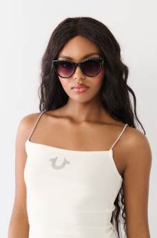 CRYSTAL CAT EYE SUNGLASSES, image 1