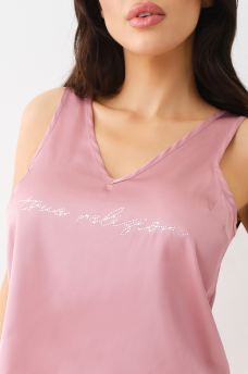 CRYSTAL SATIN TANK & SHORT PAJAMA SET , image 2