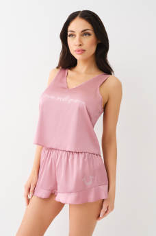 CRYSTAL SATIN TANK & SHORT PAJAMA SET , image 3